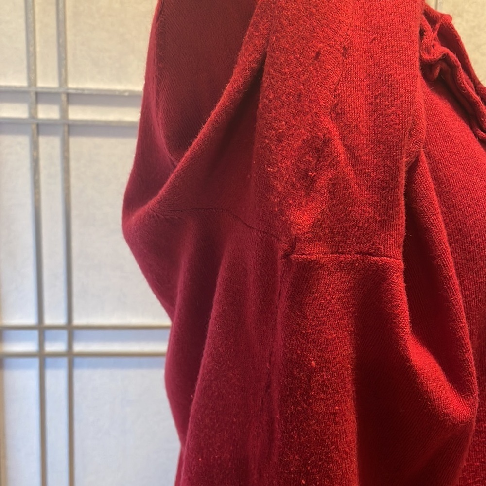*Red Talbots V Neck Sweater With Ruffle Size 2XL Plus - Picture 8 of 9